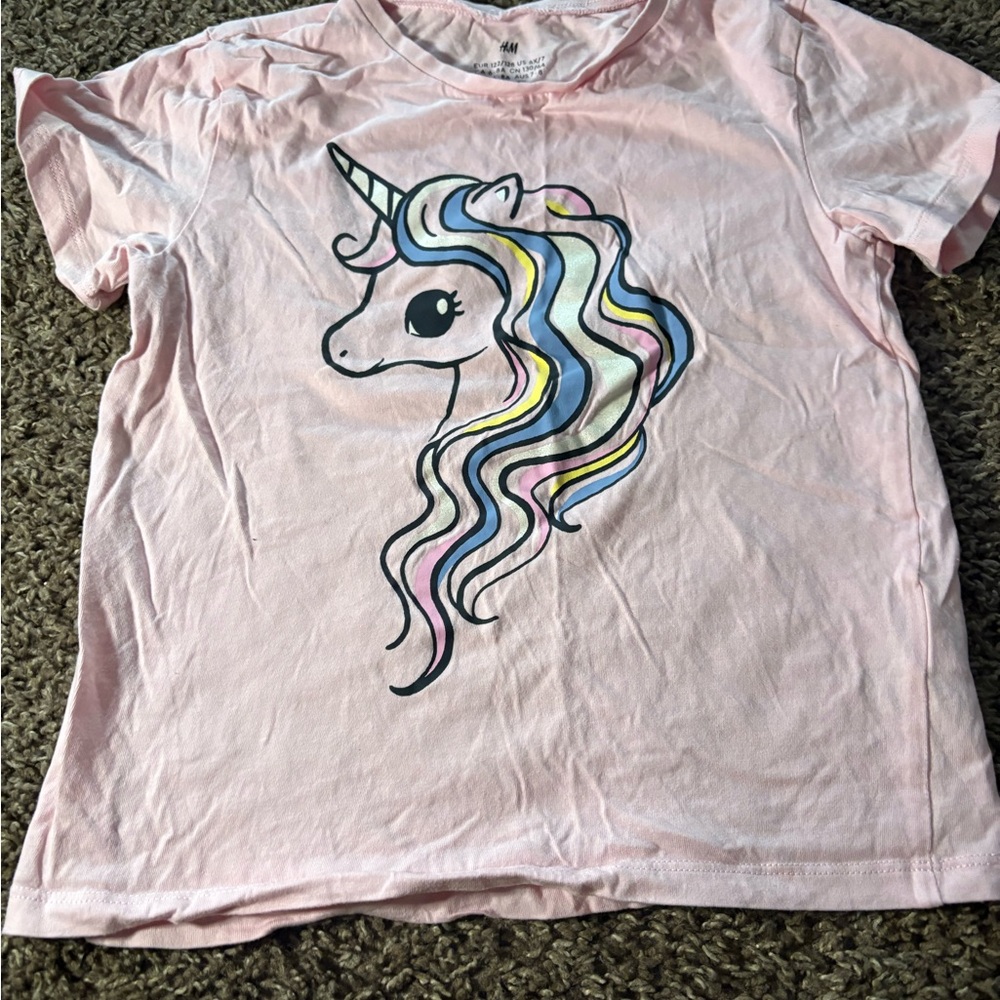 H&M Pink Kids T-Shirt with Unicorn Design